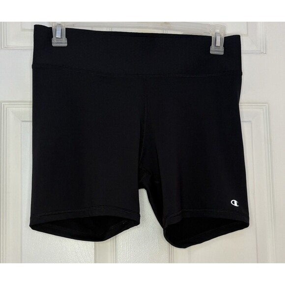 Champion Shorts Women Size Black Stretch Fit Athleisure Wear XL 7" Inseam - Picture 1 of 7